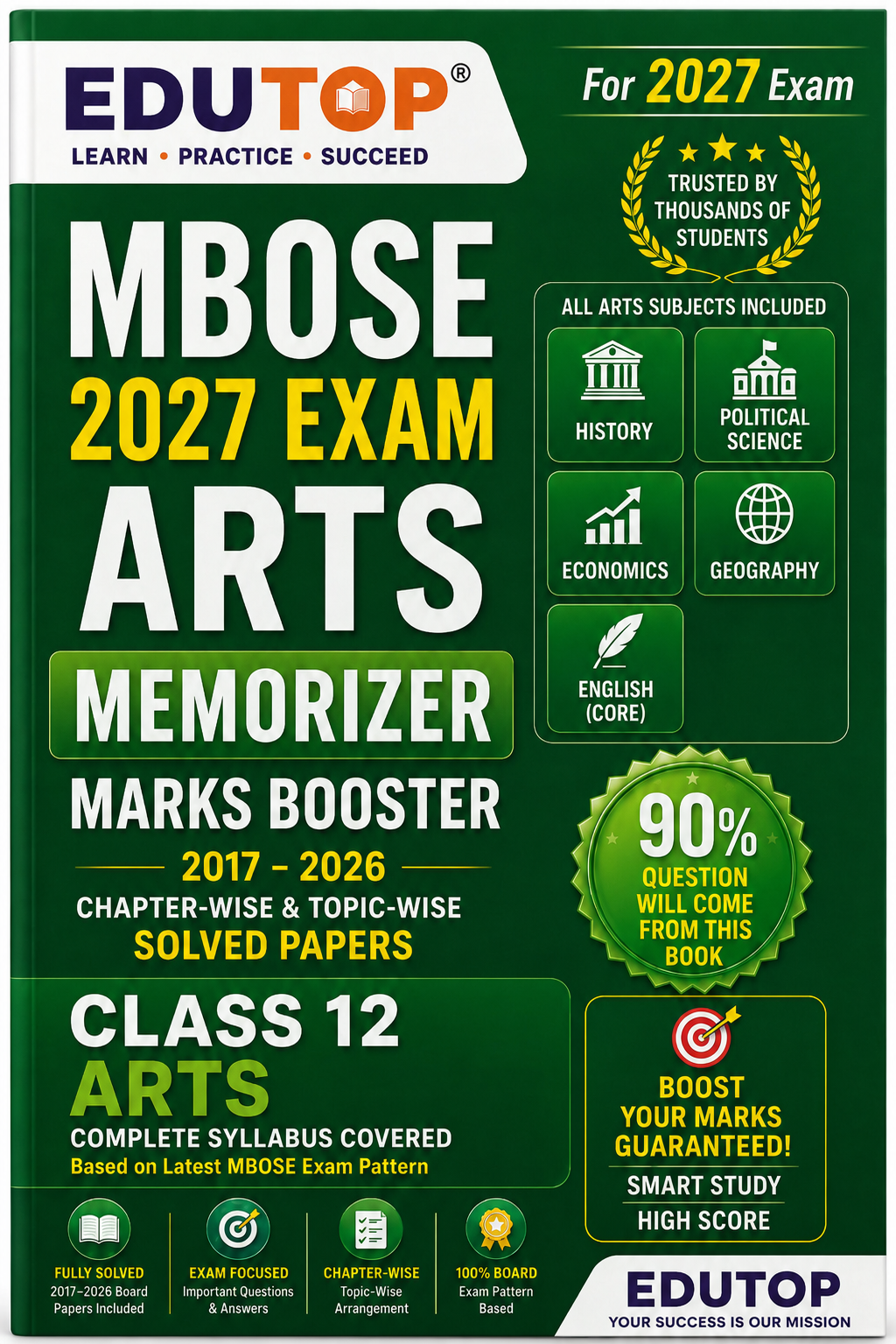 Class 12 Arts Memorizer 2027 | Complete Exam Success Guide | Solved Papers (2020–2026) | Chapter-wise Revision Book